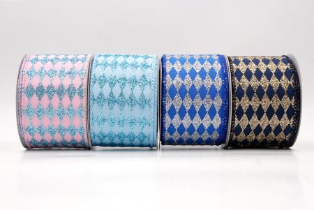 Glitter Harlequin Pattern Wired Ribbon_KF9865.KF9866.KF9867